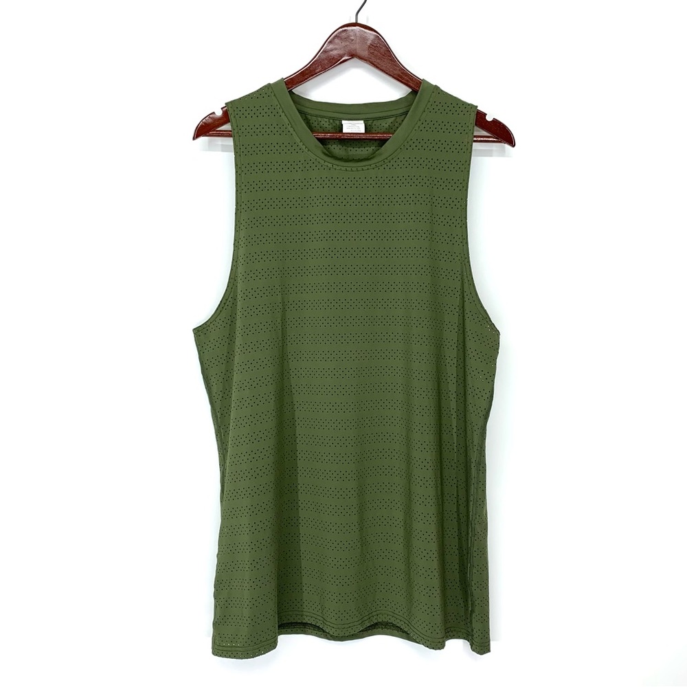 ZYIA Active Perforated Chill Olive Green Athletic Crewneck Tank Top Size XXXL